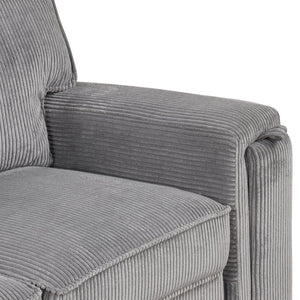 English Elm U_style Sleeper Sectional Sofa with Fold Out Twin Bed Cup Holders and Armrest Pockets Gray WY000372AAE