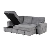 Hearth and Haven U_Style Upholstery Sleeper Sectional Sofa with Storage Bags and 2 Cup Holders On Arms WY000372AAE