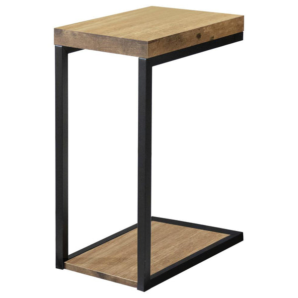 English Elm Black Antique Nutmeg Snack Table with Eco-Friendly Engineered Veneer, Sturdy Metal Frame, Compact Side End Table 25.5" B062P145588