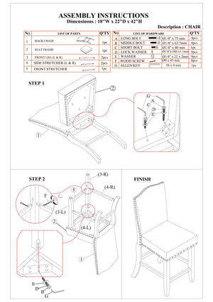 English Elm Classic Cream Upholstered Dining Chairs Set of 2 Counter Height Nailhead Trim Solid Wood Legs Comfortably Cushioned B011P148642