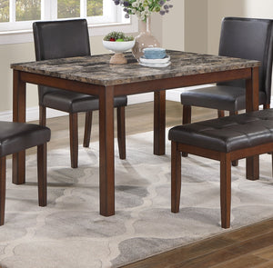 English Elm Classic 5-Piece Dining Set with Faux Marble Top, Tufted Bench & Cushioned Faux Leather Chairs for Cozy Kitchens Espresso 54 L x 42 W x 14 H B011P148645