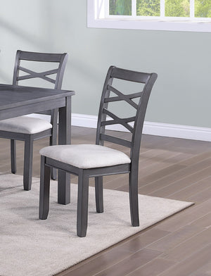 English Elm Dining Set Six Piece Rubberwood Table Cross-back Chairs Bench Two-toned Gray B011S00661