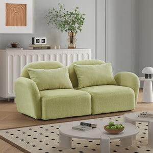 English Elm Living Room Furniture Lazy Sofa Loveseat Teddy Fabric Light Green