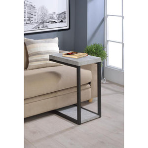 English Elm Cement Modern Snack Table with Faux Concrete Top and Black Metal Frame — Minimalist Industrial Style B062P145587