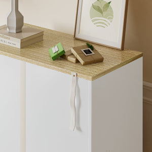 English Elm Cat Litter Box Enclosure Rubberwood with Sisal Scratch Pad, Storage Drawers, Anti‑Tip, Mid‑Century Style W1801137449