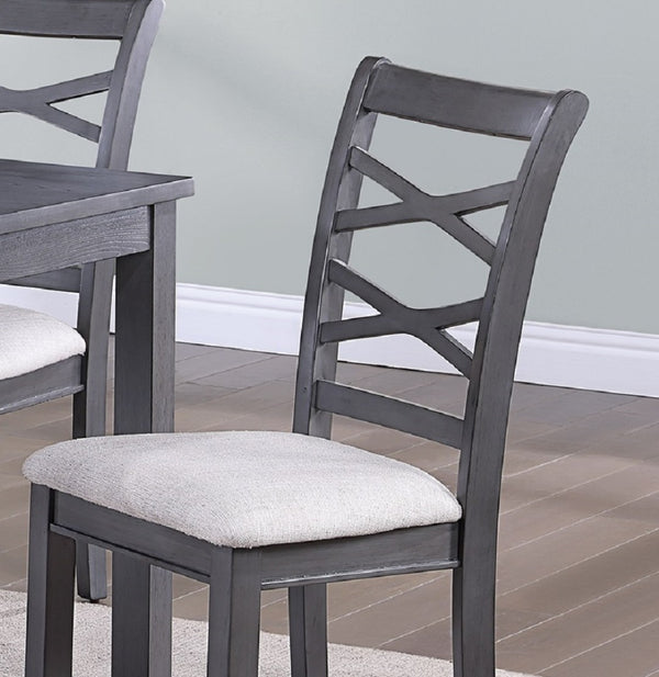 English Elm Dining Set Six Piece Rubberwood Table Cross-back Chairs Bench Two-toned Gray B011S00661
