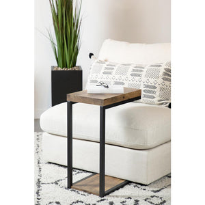 English Elm Black Antique Nutmeg Snack Table with Eco-Friendly Engineered Veneer, Sturdy Metal Frame, Compact Side End Table 25.5" B062P145588