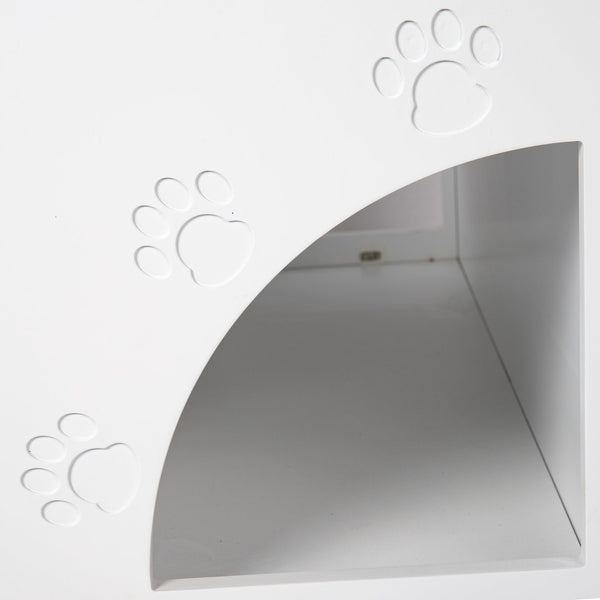 English Elm Cat Litter Box Enclosure Rubberwood with Sisal Scratch Pad, Storage Drawers, Anti‑Tip, Mid‑Century Style W1801137449