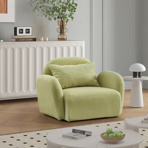 English Elm Living Room Furniture Lazy Sofa Chair Teddy Fabric Light Green