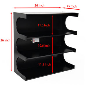English Elm Multifunctional 4-Tier Bookshelf & Coffee Table – Modern Minimalist Living Room Organizer with Display and Storage Black W1801137469