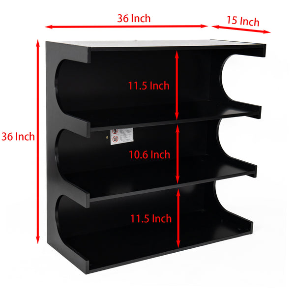 English Elm Multifunctional 4-Tier Bookshelf & Coffee Table – Modern Minimalist Living Room Organizer with Display and Storage Black W1801137469