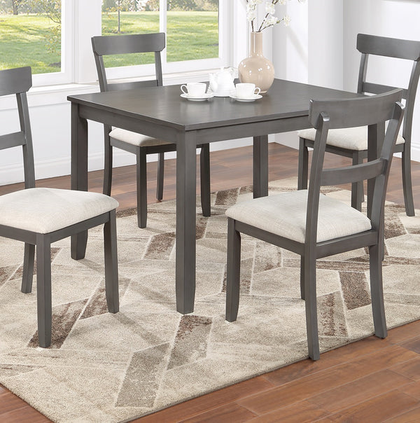 English Elm Classic 5-Piece Gray Dining Set for Small Spaces — 48" Wood Table + 4 Ladder-Back Upholstered Chairs B011P149000