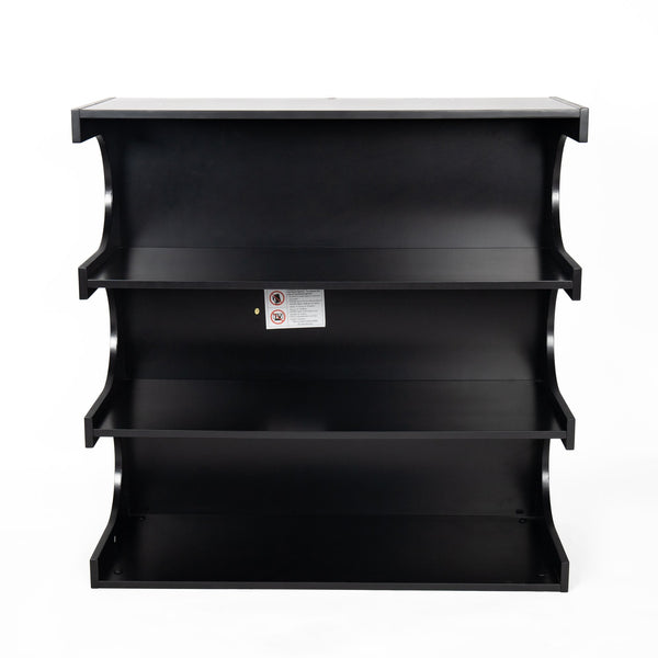 English Elm Multifunctional 4-Tier Bookshelf & Coffee Table – Modern Minimalist Living Room Organizer with Display and Storage Black W1801137469