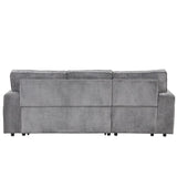 English Elm Upholstery Sleeper Sectional Sofa With Storage Bags and 2 Cup Holders On Arms