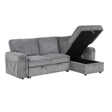 English Elm Upholstery Sleeper Sectional Sofa With Storage Bags and 2 Cup Holders On Arms