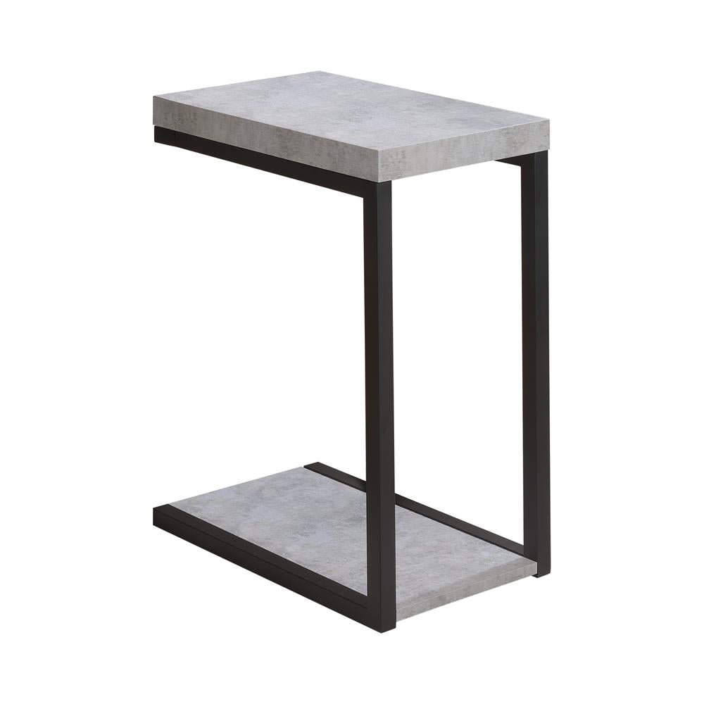 English Elm Cement Modern Snack Table with Faux Concrete Top and Black Metal Frame — Minimalist Industrial Style B062P145587