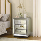 Hearth and Haven W 22"X D 16 ' X 26.8" Flash Silver Mirror Three Drawer Cabinet W1005P144029