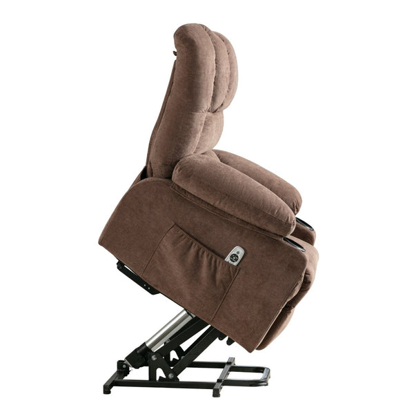 English Elm Power Lift Recliner Chair For Seniors - Heated Massage, Usb Charging, Infinite Recline, Brown W1521S00024-GIGA