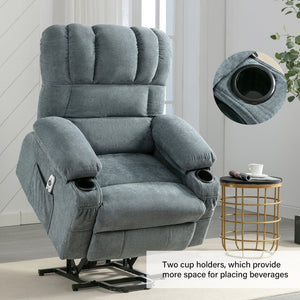 English Elm Power Lift Recliner Chair With Heat & Massage - Infinite Positions, Usb Charging, Durable Blue Fabric W1521S00023-GIGA
