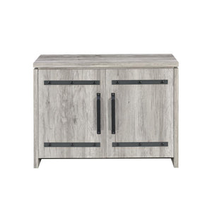 English Elm Grey Grey Driftwood 2-door Accent Cabinet with Antique Bronze Accents, 4 Shelves, Rustic Storage Elegance B062P149091
