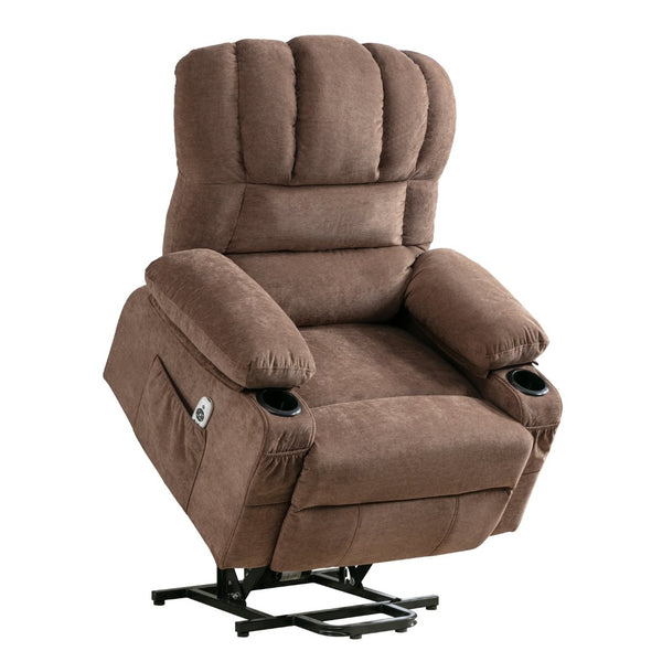 English Elm Power Lift Recliner Chair For Seniors - Heated Massage, Usb Charging, Infinite Recline, Brown W1521S00024-GIGA