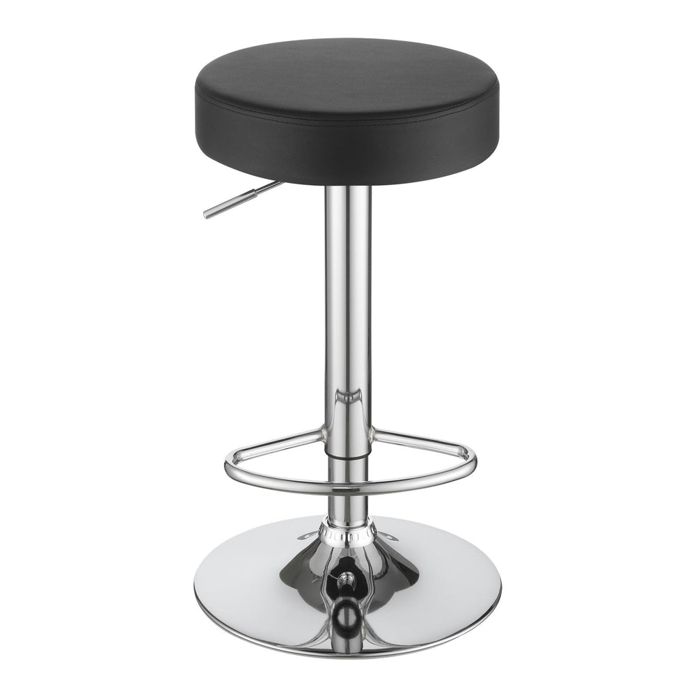 English Elm Black Adjustable Hydraulic Bar Stool with Chrome Base, Faux Leather Seat, 300lb Capacity, Swivel Comfort B062P149094