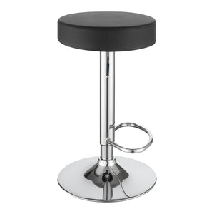English Elm Black Adjustable Hydraulic Bar Stool with Chrome Base, Faux Leather Seat, 300lb Capacity, Swivel Comfort B062P149094