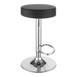 English Elm Black and Chrome Adjustable Hydraulic Bar Stool