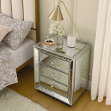 Hearth and Haven W 22"X D 16 ' X 26.8" Flash Silver Mirror Three Drawer Cabinet W1005P144029