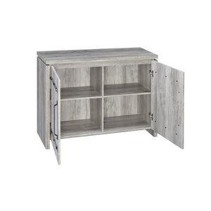 English Elm Grey Grey Driftwood 2-door Accent Cabinet with Antique Bronze Accents, 4 Shelves, Rustic Storage Elegance B062P149091