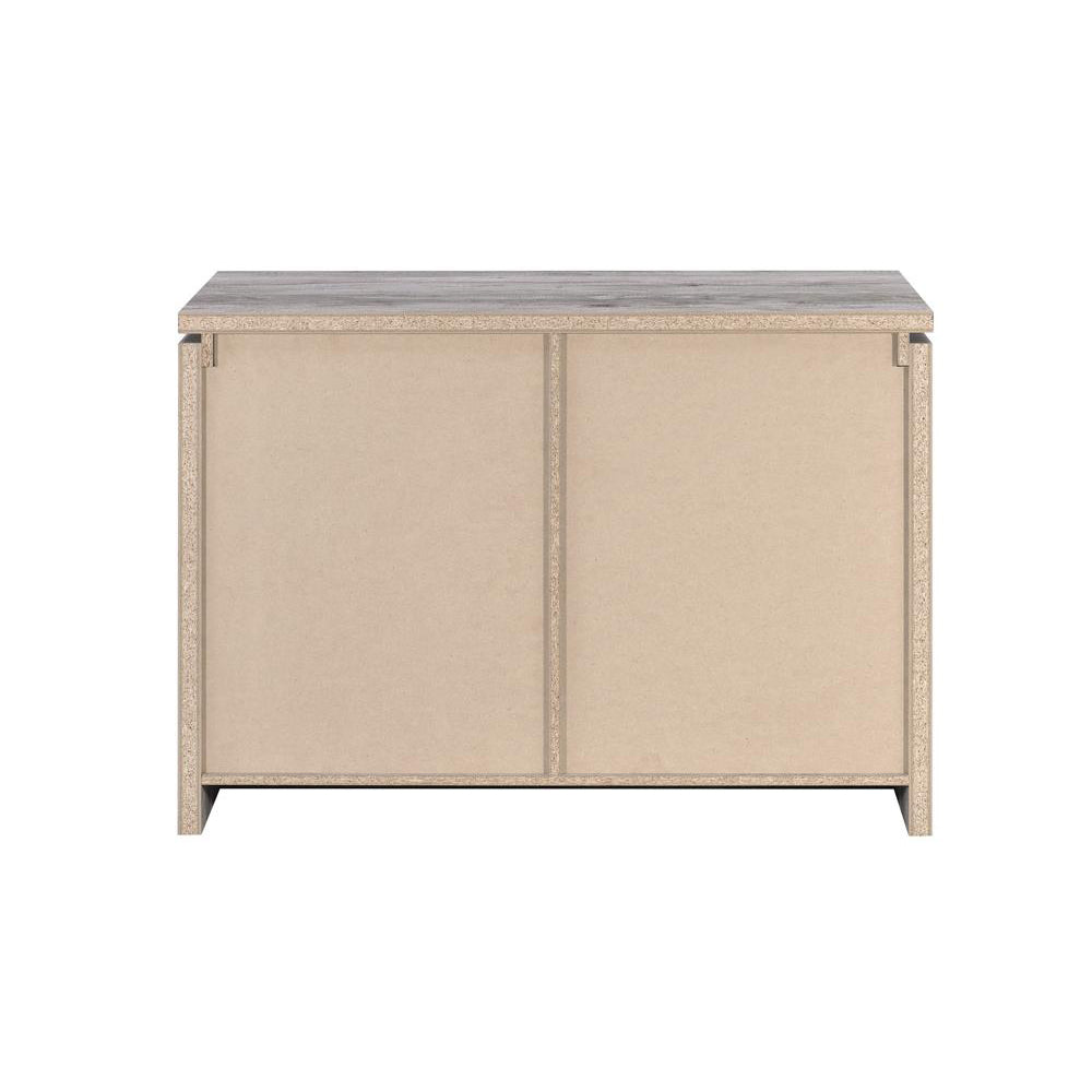 English Elm Grey Grey Driftwood 2-door Accent Cabinet with Antique Bronze Accents, 4 Shelves, Rustic Storage Elegance B062P149091