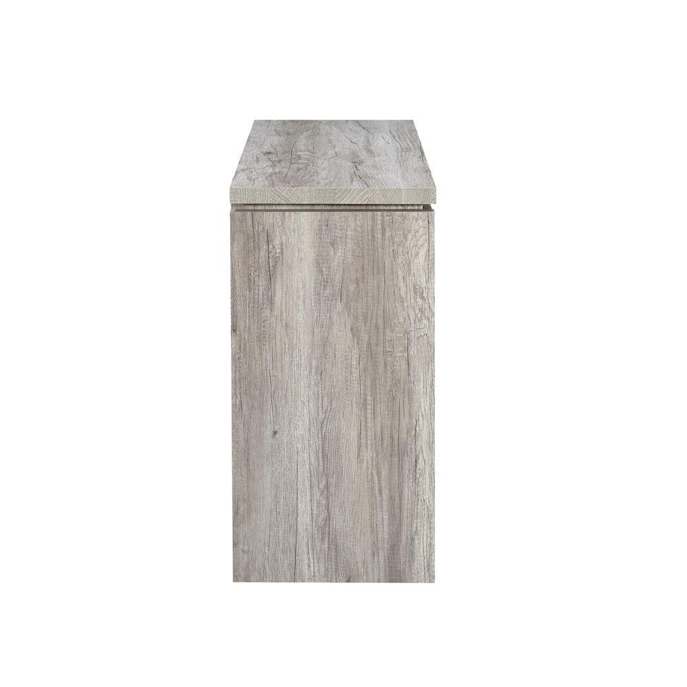 English Elm Grey Grey Driftwood 2-door Accent Cabinet with Antique Bronze Accents, 4 Shelves, Rustic Storage Elegance B062P149091