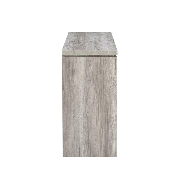 English Elm Grey Grey Driftwood 2-door Accent Cabinet with Antique Bronze Accents, 4 Shelves, Rustic Storage Elegance B062P149091
