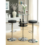 English Elm Black and Chrome Adjustable Hydraulic Bar Stool