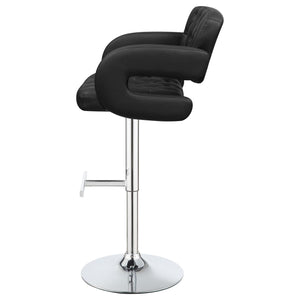 English Elm Black Tufted Adjustable Bar Stool with Chrome Base, Armrests, Faux Leather Seat, 300 lb Capacity B062P149093