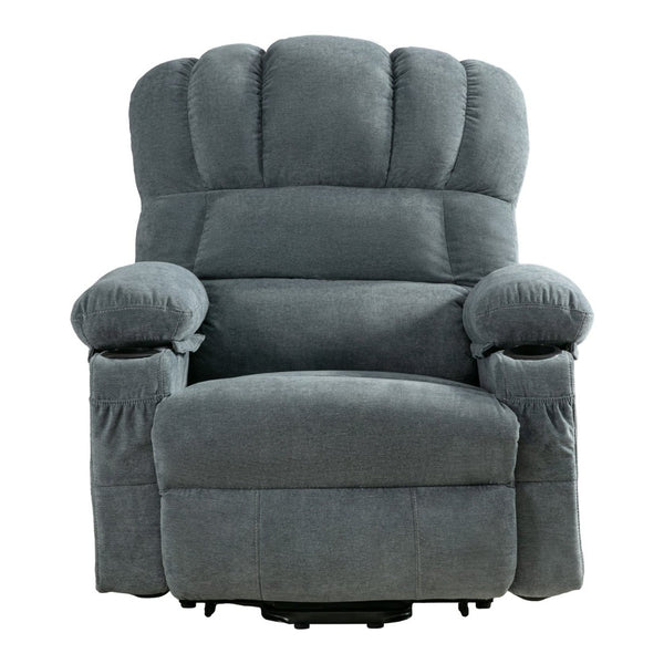 English Elm Power Lift Recliner Chair With Heat & Massage - Infinite Positions, Usb Charging, Durable Blue Fabric W1521S00023-GIGA