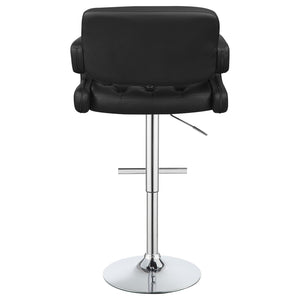 English Elm Black Tufted Adjustable Bar Stool with Chrome Base, Armrests, Faux Leather Seat, 300 lb Capacity B062P149093