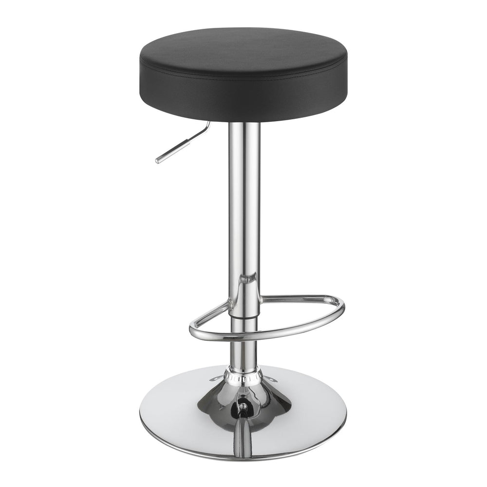 English Elm Black Adjustable Hydraulic Bar Stool with Chrome Base, Faux Leather Seat, 300lb Capacity, Swivel Comfort B062P149094