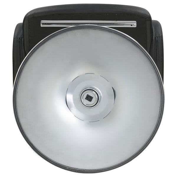 English Elm Black Tufted Adjustable Bar Stool with Chrome Base, Armrests, Faux Leather Seat, 300 lb Capacity B062P149093