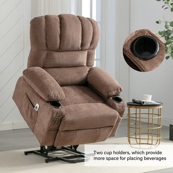 English Elm Power Lift Recliner Chair For Seniors - Heated Massage, Usb Charging, Infinite Recline, Brown W1521S00024-GIGA