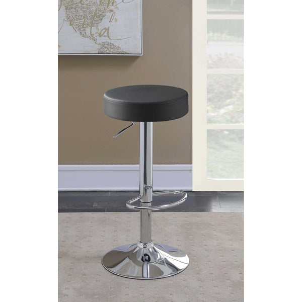 English Elm Black Adjustable Hydraulic Bar Stool with Chrome Base, Faux Leather Seat, 300lb Capacity, Swivel Comfort B062P149094
