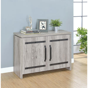 English Elm Grey Grey Driftwood 2-door Accent Cabinet with Antique Bronze Accents, 4 Shelves, Rustic Storage Elegance B062P149091