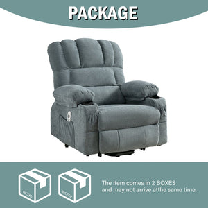 English Elm Power Lift Recliner Chair With Heat & Massage - Infinite Positions, Usb Charging, Durable Blue Fabric W1521S00023-GIGA