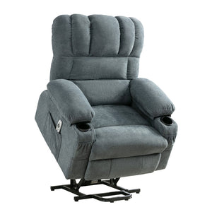 English Elm Power Lift Recliner Chair With Heat & Massage - Infinite Positions, Usb Charging, Durable Blue Fabric W1521S00023-GIGA