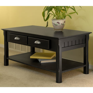Winsome Wood Timber Coffee Table - Stylish Black Accent Piece With Storage Drawers & Open Shelf For Living Room Black Solid ,Composite Wood 20238-winsome-wood