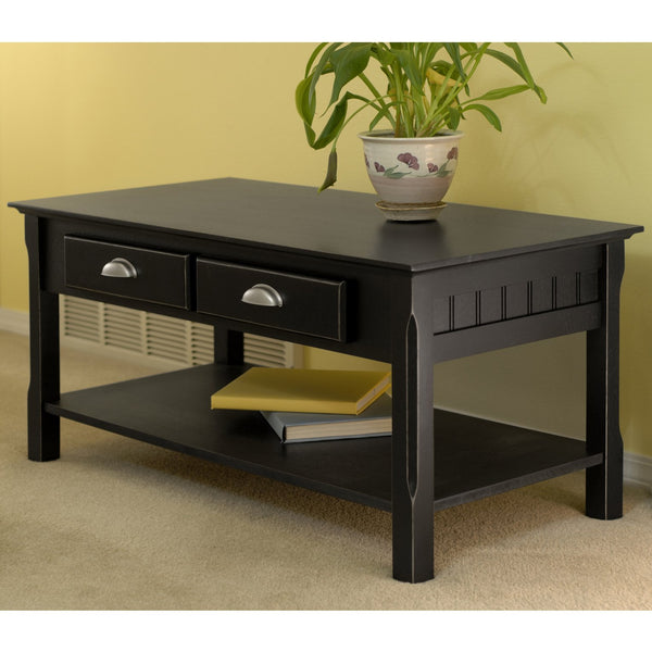 Winsome Wood Timber Coffee Table - Stylish Black Accent Piece With Storage Drawers & Open Shelf For Living Room Black Solid ,Composite Wood 20238-winsome-wood