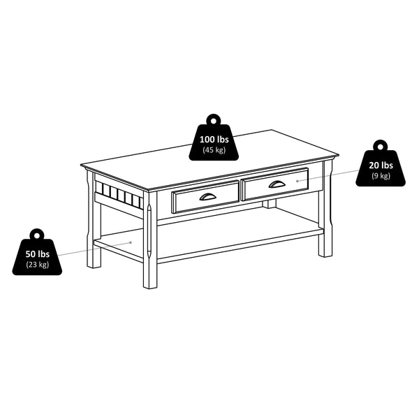 Winsome Wood Timber Coffee Table - Stylish Black Accent Piece With Storage Drawers & Open Shelf For Living Room Black Solid ,Composite Wood 20238-winsome-wood