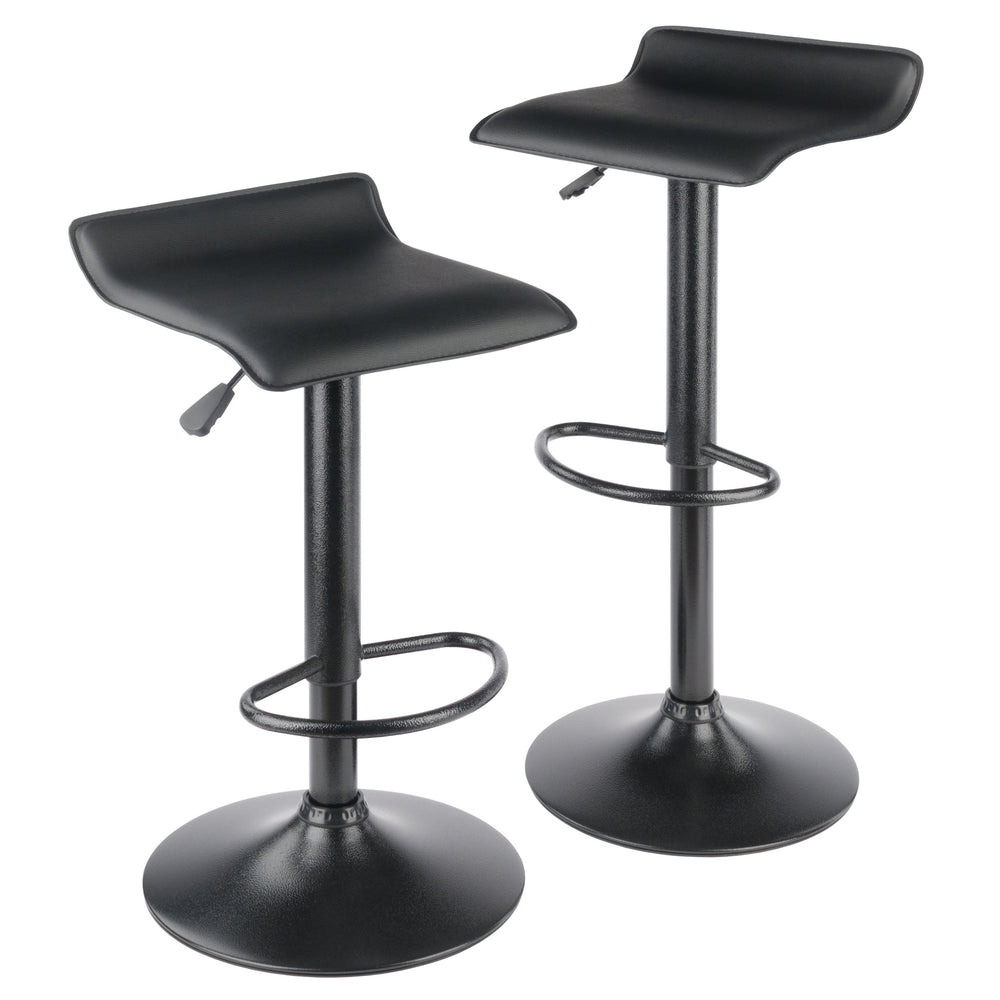 Winsome Wood Obsidian 2-piece Adjustable Swivel Stool Set - Modern Black Bar Stools For Kitchen & Home Use Black Pvc ,Metal 20239-winsome-wood