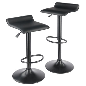 Winsome Wood Obsidian 2-piece Adjustable Swivel Stool Set - Modern Black Bar Stools For Kitchen & Home Use Black Pvc ,Metal 20239-winsome-wood
