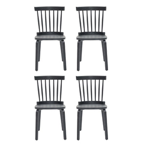 English Elm Windsor Dining Chairs Set Of 4, Ergonomic Spindle Back, Black Wood For Farmhouse & Modern Décor W2069P293308-GIGA